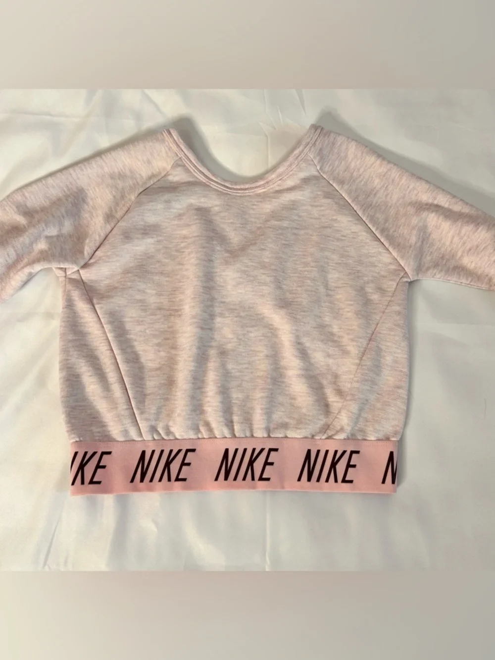 Nike Kid Studio Pink Heathered Crossover Cropped Sweatshirt Size Small